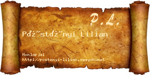 Pöstényi Lilian névjegykártya
